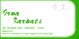 irma karpati business card